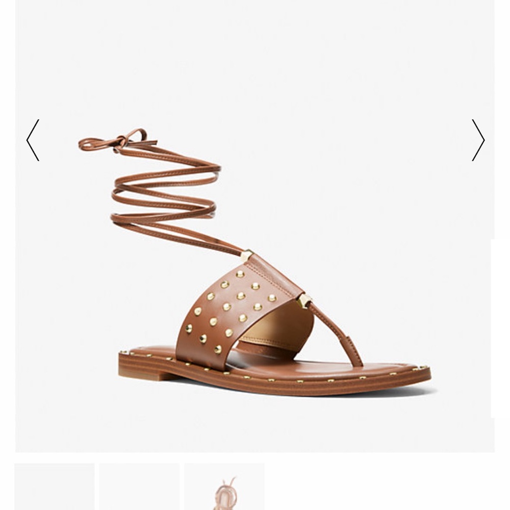 Michael Kors Brown Leather Wrap Sandals - Picture 5 of 5
